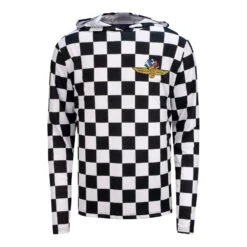 Wing Wheel Flag Checkered Performance Long Sleeve Hooded Shirt