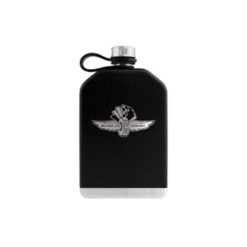 Wing Wheel Flag Engraved 8oz Flask