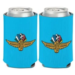 Wing Wheel Flag Neon Blue Can Cooler 12oz
