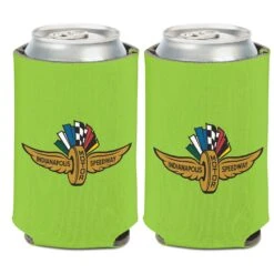 Wing Wheel Flag Neon Green Can Cooler 12oz