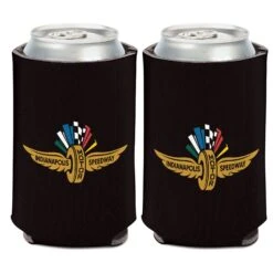 Wing Wheel Flag Black Can Cooler 12oz