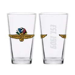 Wing Wheel Flag Est. 1909 Satin Etched Pint Glass 16oz.