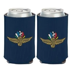 Wing Wheel Flag Navy Can Cooler 12oz