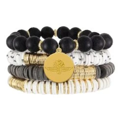 Wing Wheel Flag Stacked Stretch Bracelet