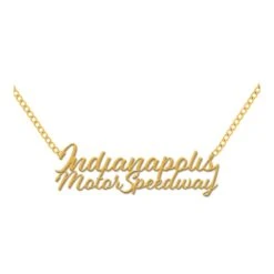 Indianapolis Motor Speedway Cursive Name Gold Necklace