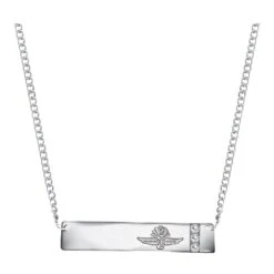 Wing Wheel Flag Silver Bar With Gems Necklace