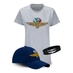Wing Wheel Flag Hat Tee Combo For Ladies