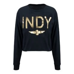 INDY Metallic Foil Long Sleeve Crop Top