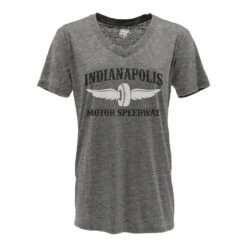 Wing Wheel Flag Burnout Ladies V-Neck T-Shirt