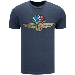 Wing Wheel Flag Distressed Logo Navy T-Shirt
