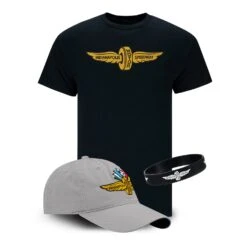 Wing Wheel Flag Hat Tee Combo For Men