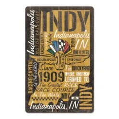 Wing Wheel Flag All Over Wordage Wooden Sign